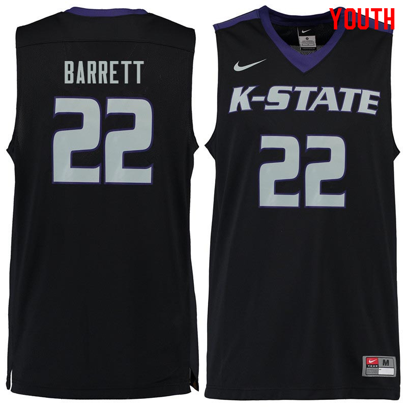 Youth #22 Ernie Barrett Kansas State Wildcats College Basketball Jerseys Sale-Black